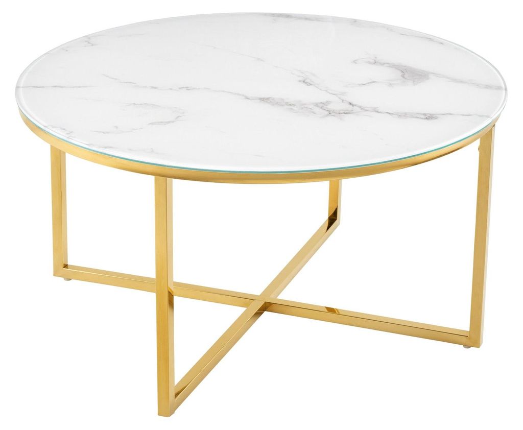 Élégante table basse BOUTIQUE 80 cm, blanche, ronde, en Image du produit 