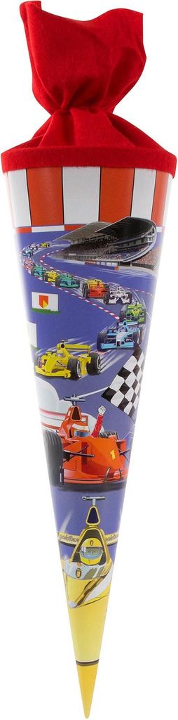 Cono per la scuola a tema Formula 1, in cartoncino Immagine del prodotto 