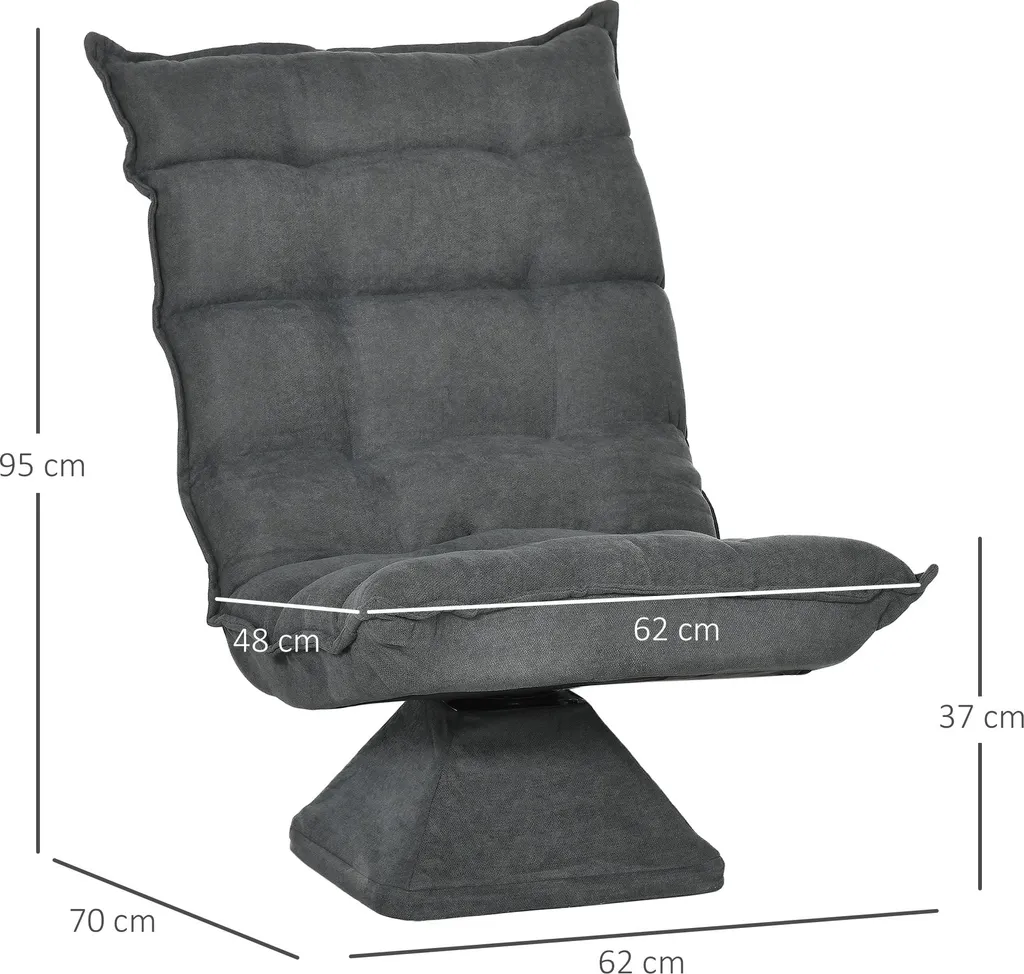 Coussin de sol pour salon et bureau : fauteuil relax gris pivotant - 3