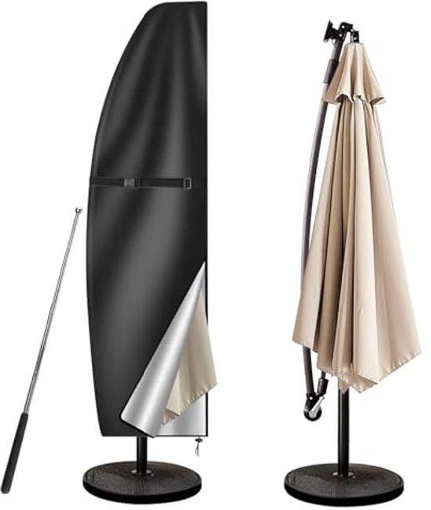 Ultiluxe Sonnenschirmhülle für Ampelschirm – Wasserfeste und UV-beständige Schutzabdeckung – 205 x 25/57/48 cm – Schwarz