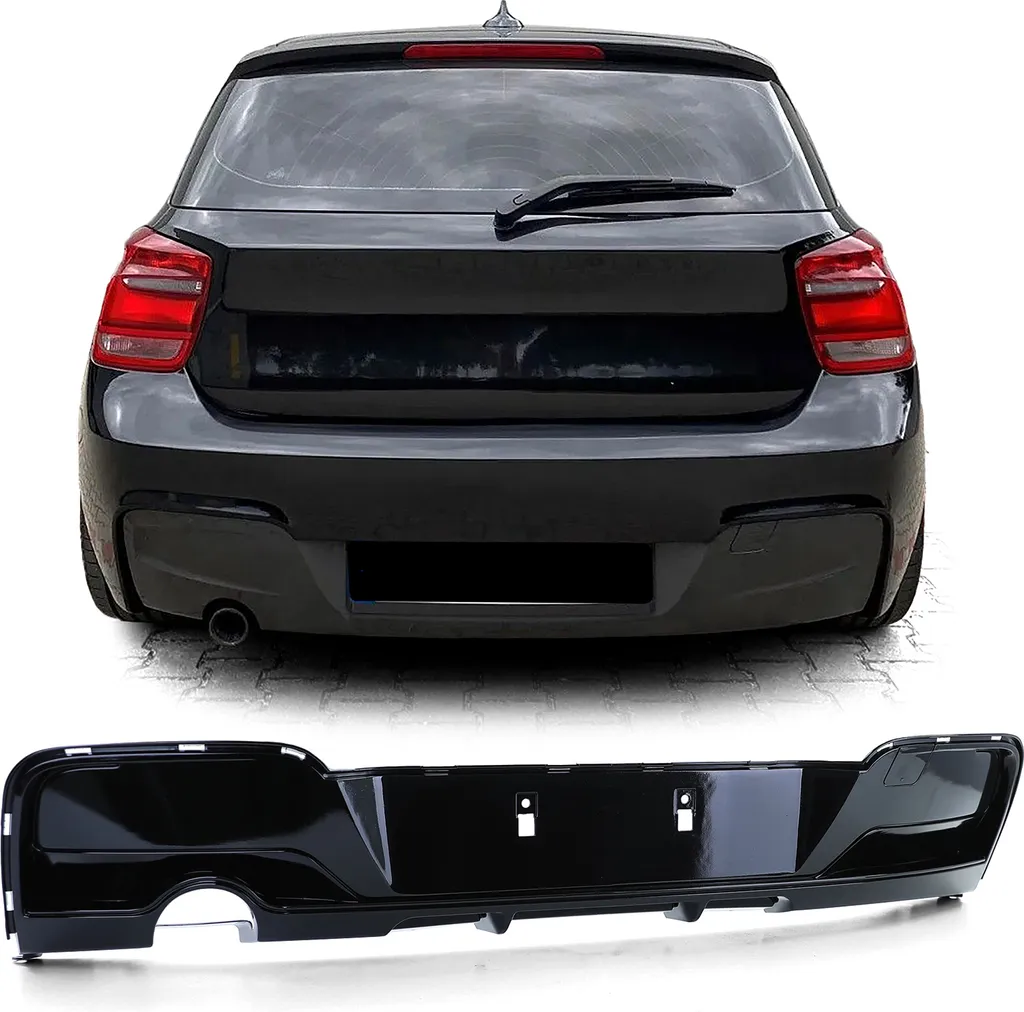 Jupe Arrière Sportive Noir Laqué pour BMW F20 F21 Série 1 Pack M Tech