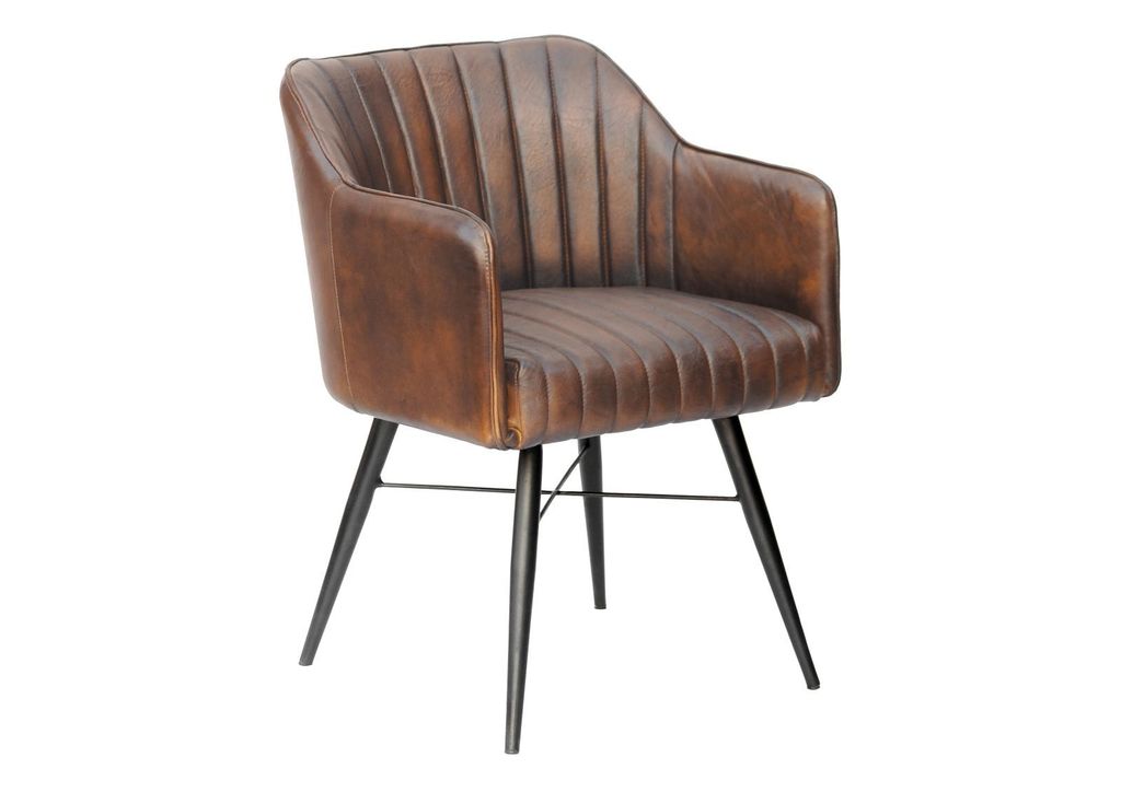 MASSIVMOEBEL24 | Chaise 54x68 Cuir Brun IRON LABEL #11 Image du produit 