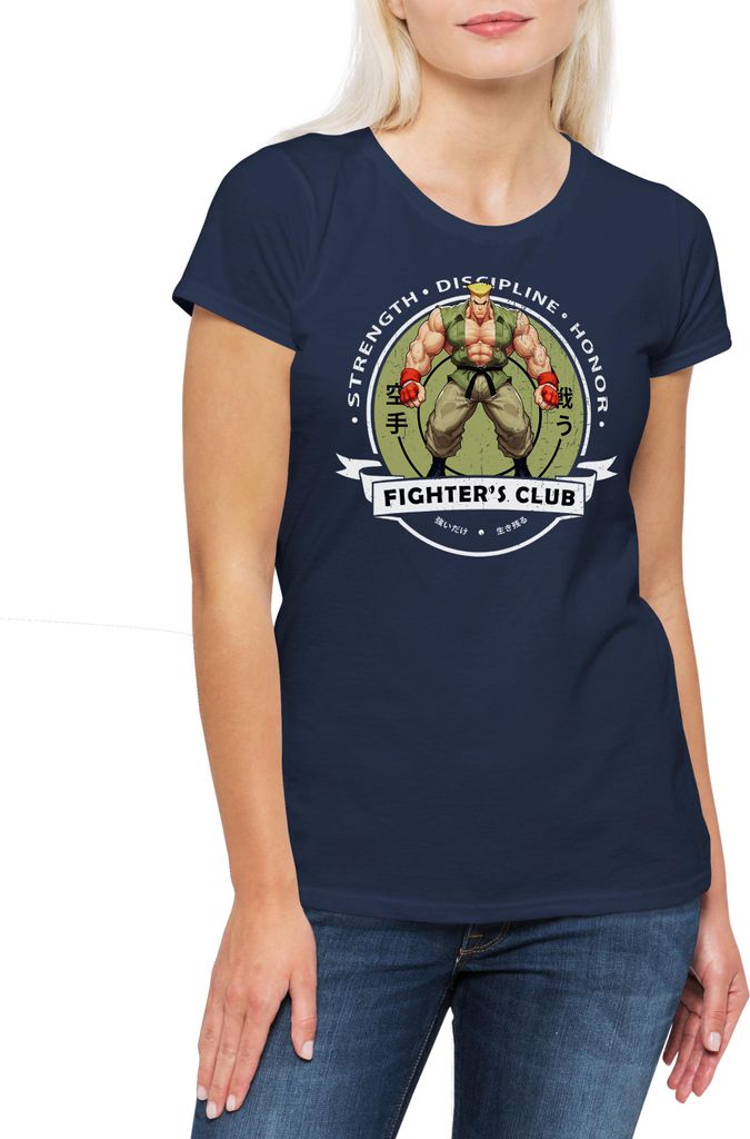 Urban Backwoods Fighter's Club Guile II, Damen T-Shirt, Farbe: Navy, Größe: XL