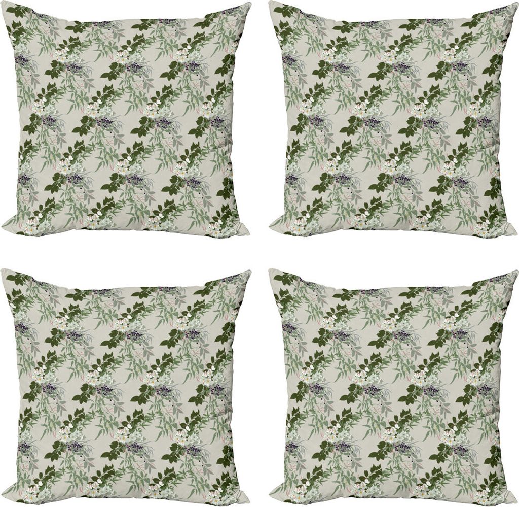 ABAKUHAUS Jasmin Kissenbezug Set (4 Stück), Gartenkunst Pastell, Moderner Doppelseitiger Digitaldruck, 40 cm x 40 cm, Mehrfarbig