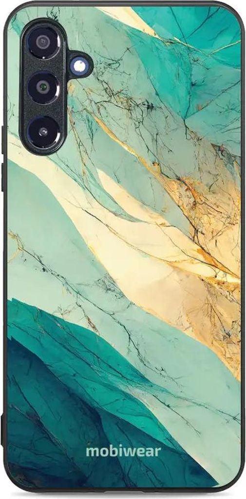Handyhülle für Galaxy A16 5G, Mobiwear Glossy Case, Türkis-Marmor