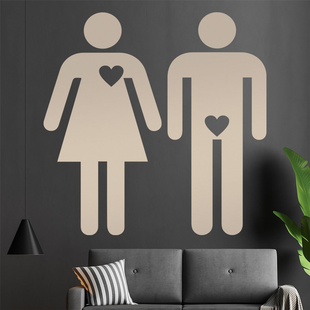 Mann und Frau Wandtattoo in 6 Größen - Wandaufkleber Wall Sticker - Dekoration, Küche, Wohnzimmer, Schlafzimmer, Badezimmer