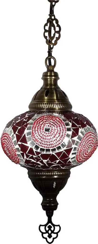 Lustre oriental en mosaïque rouge - Suspension artisanale bohème 12 cm