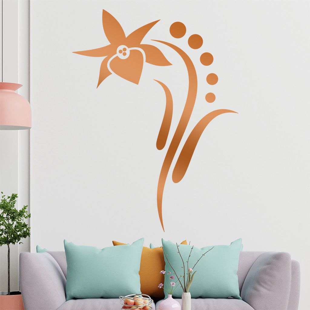 Blume - Linien Punkte Wandtattoo in 6 Größen - Wandaufkleber Wall Sticker - Dekoration, Küche, Wohnzimmer, Schlafzimmer, Badezimmer
