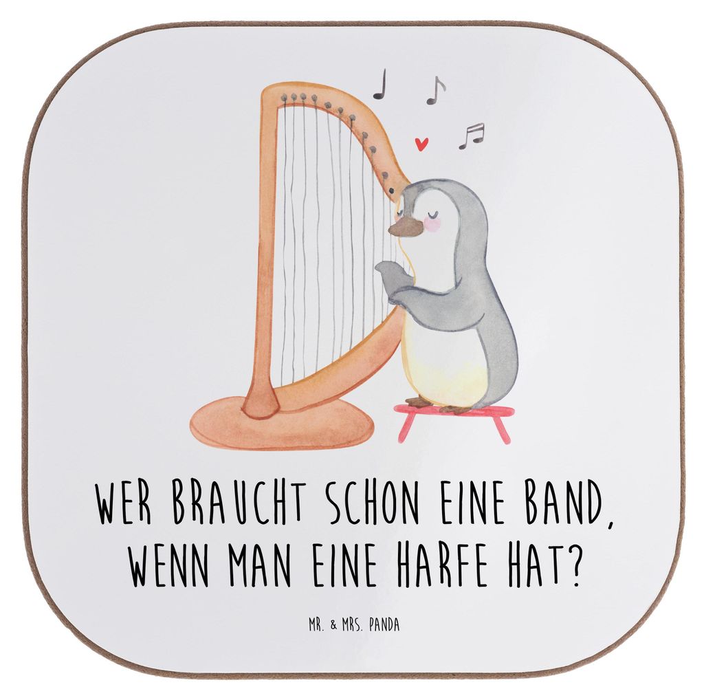 Mr. & Mrs. Panda Tischuntersetzer Harfenzauber - Weiß - Geschenk, Coaster, Lernen, gläseruntersetzer, Musikinstrument, Untersetzer Glas, Harfe, T...