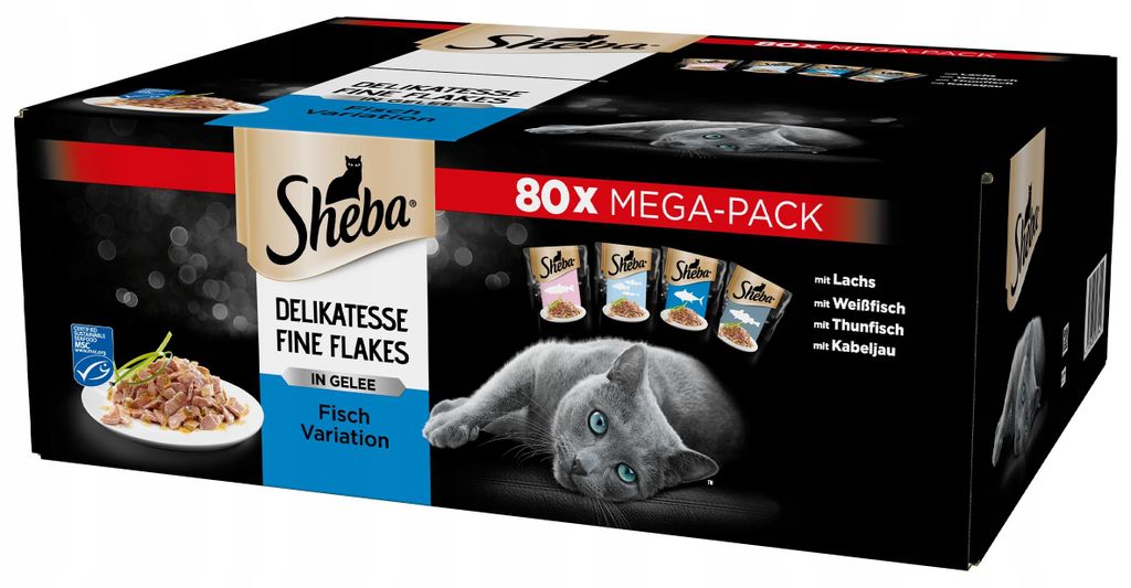 Sheba Delikatesse Fine Flakes, Mega Pack – Katzenfutter Produktbild 