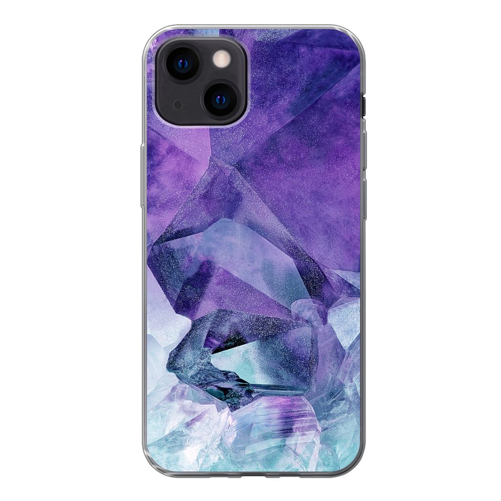 MuchoWow Handyhülle Schutzhülle Hülle für iPhone 13 mini Mineralien - Naturstein - Kristalle Silikon Softcase Handy Hülle - Softcase