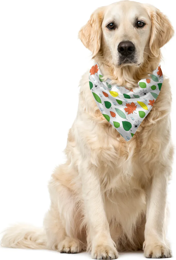ABAKUHAUS Bandana autunnale per animali domestici, Foglie e ragni sotto la pioggia, 40x40 cm, multicolore