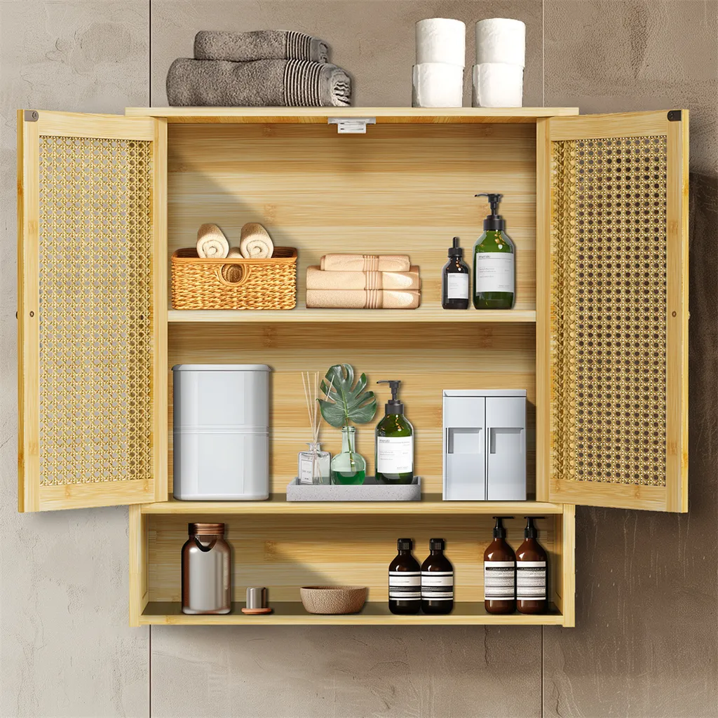 Armadietto Pensile Wisfor in Bambù: Mobile da Bagno Design Scandinavo - 3
