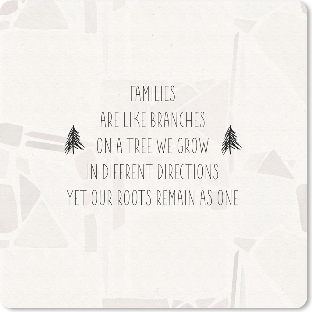 MuchoWow Mauspad Mousepad Zitate - Familie - Sprichwörter - Familien sind wie Äste an einem Baum 30x30 cm - Mousepads - Maus Mat - Pad - Mausun...