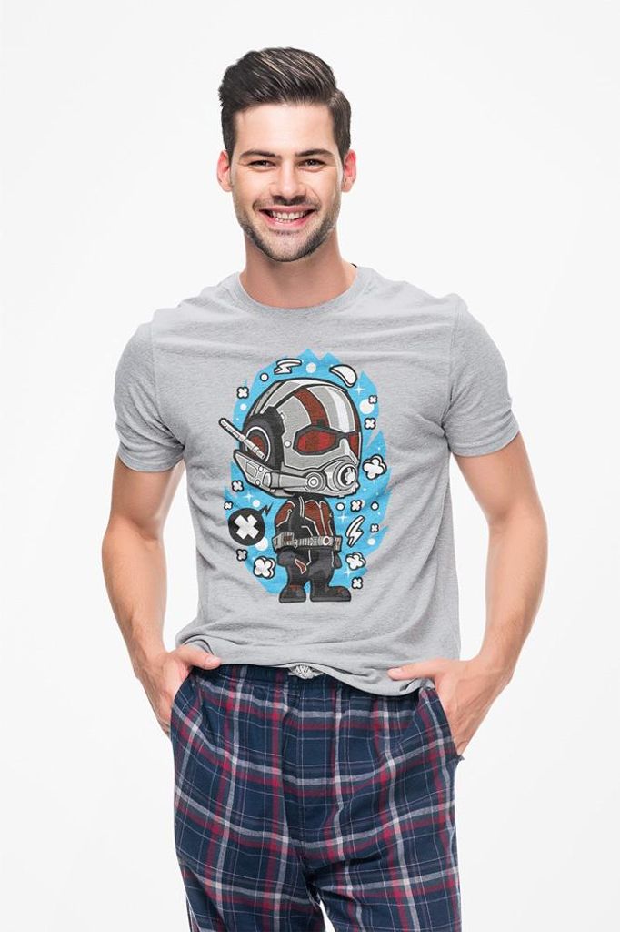 D&B Férfi Uni Polo PC00001 Ant Man Grau-Größe XL
