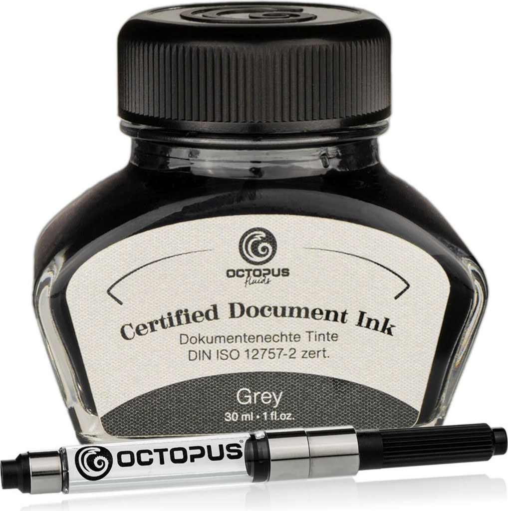 Dokumentenechte Tinte Grey, mit Konverter, zert. nach DIN ISO 12757-2, 30ml