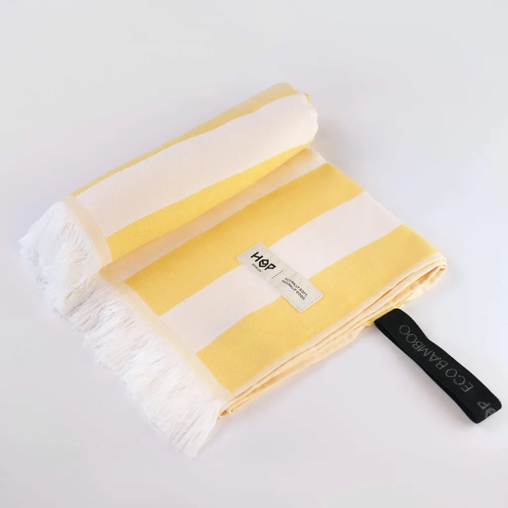 Bamboo Go Asciugamano Rapido XL 75x150cm Giallo Crema Strisce