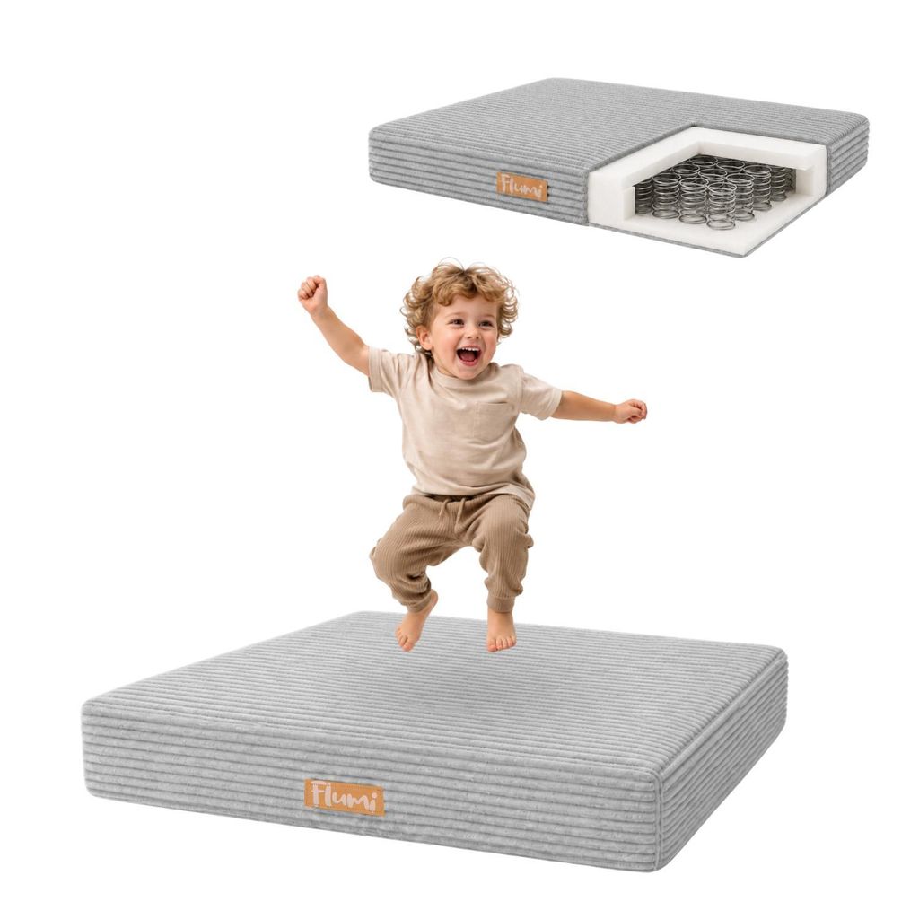 Flumi Kindertrampolin Hüpfmatte Indoor mit Cordbezug, Produktbild 