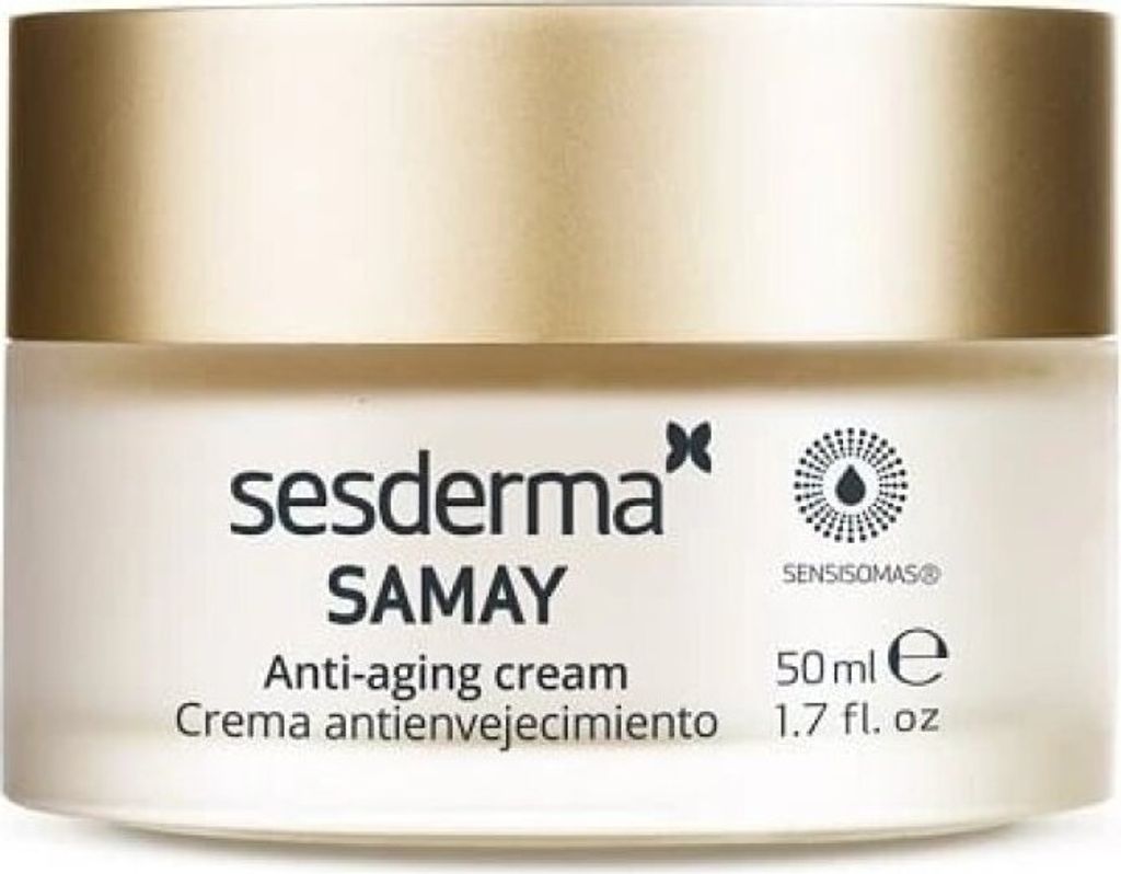 A close-up studio shot of a jar of Sesderma Samay Anti-Aging Cream.