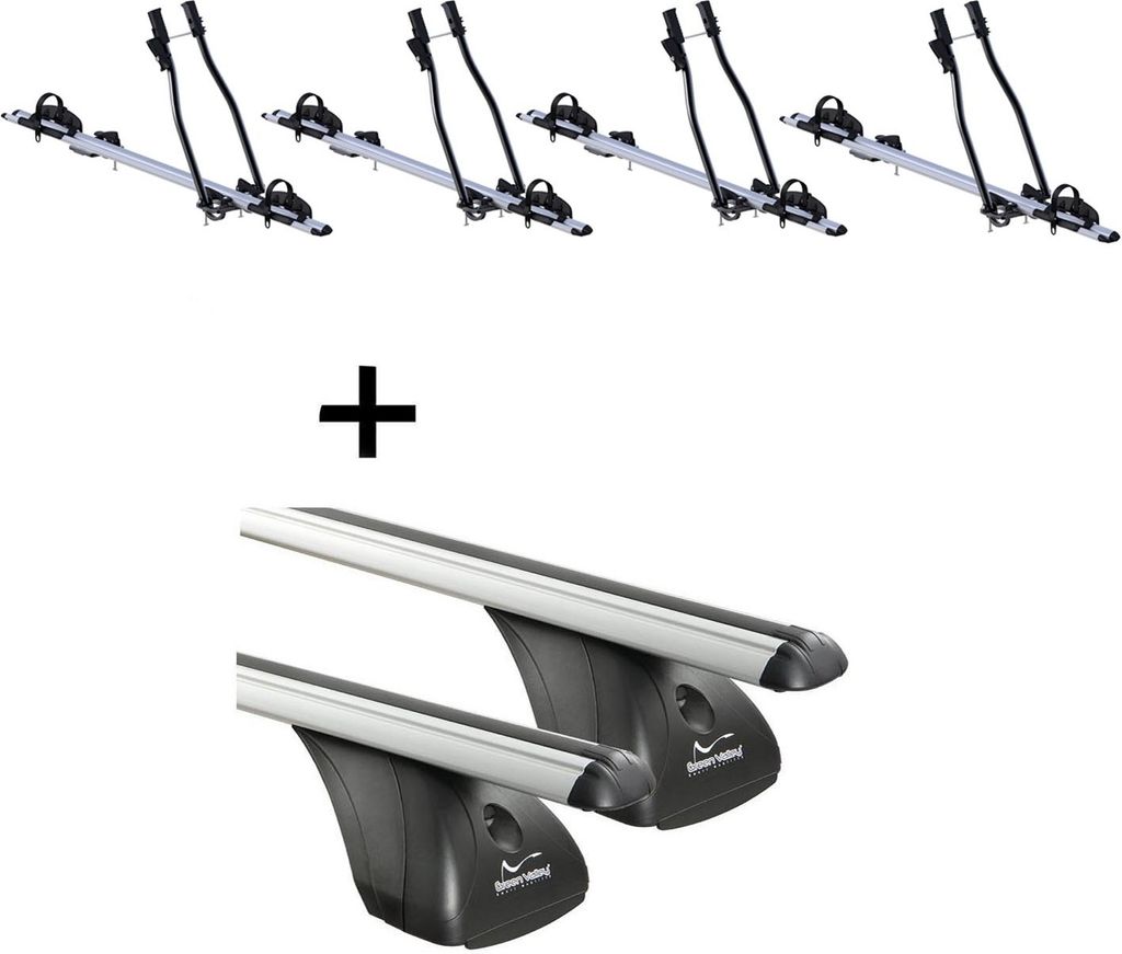 4x Fahrradträger SAGITTAR + Dachträger VDP kompatibel mit für BMW Serie 1 (E87) 3-5 Türer 2004-2011