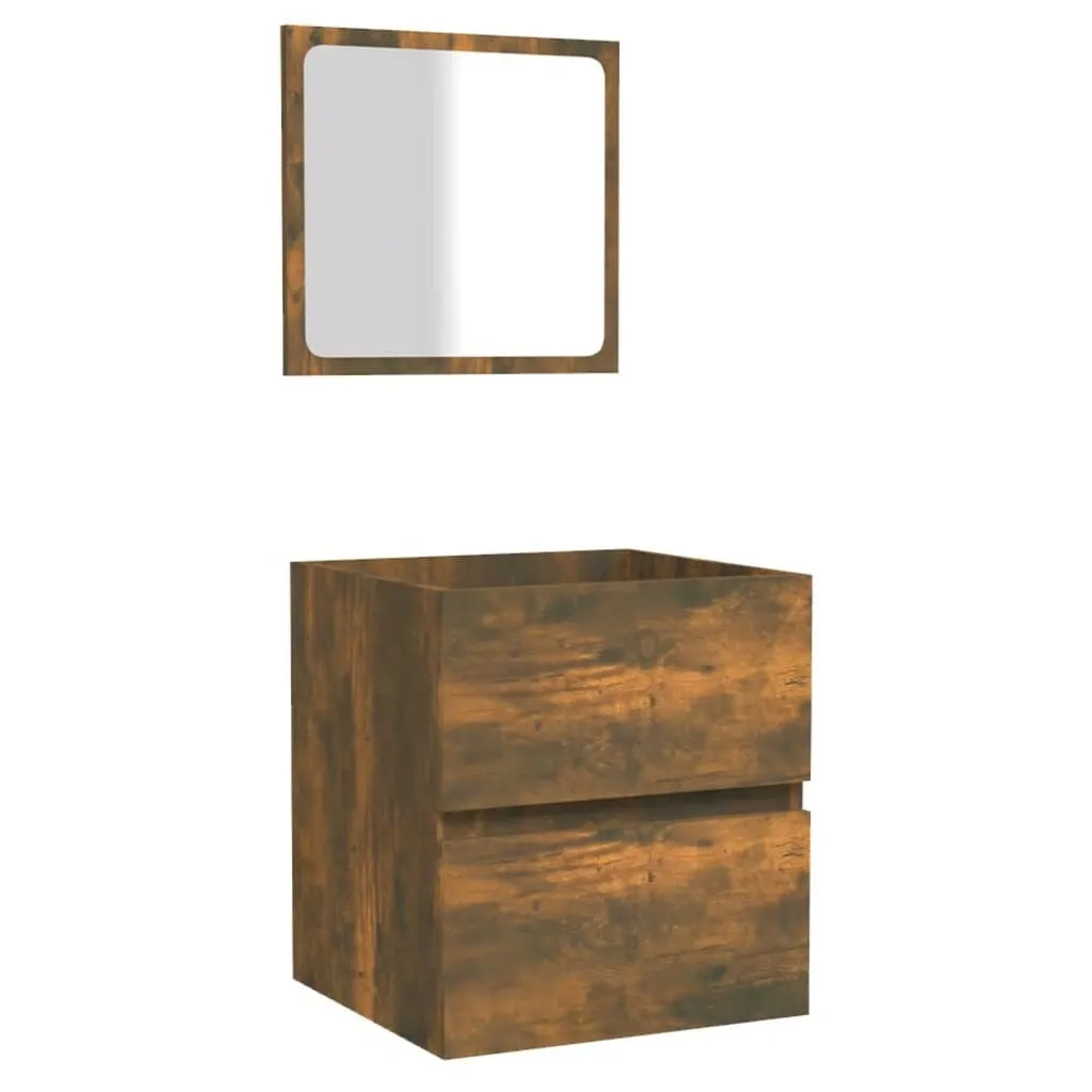 SYFAX™ Mobile da Bagno con Specchio Rovere Fumo in Legno Multistrato
