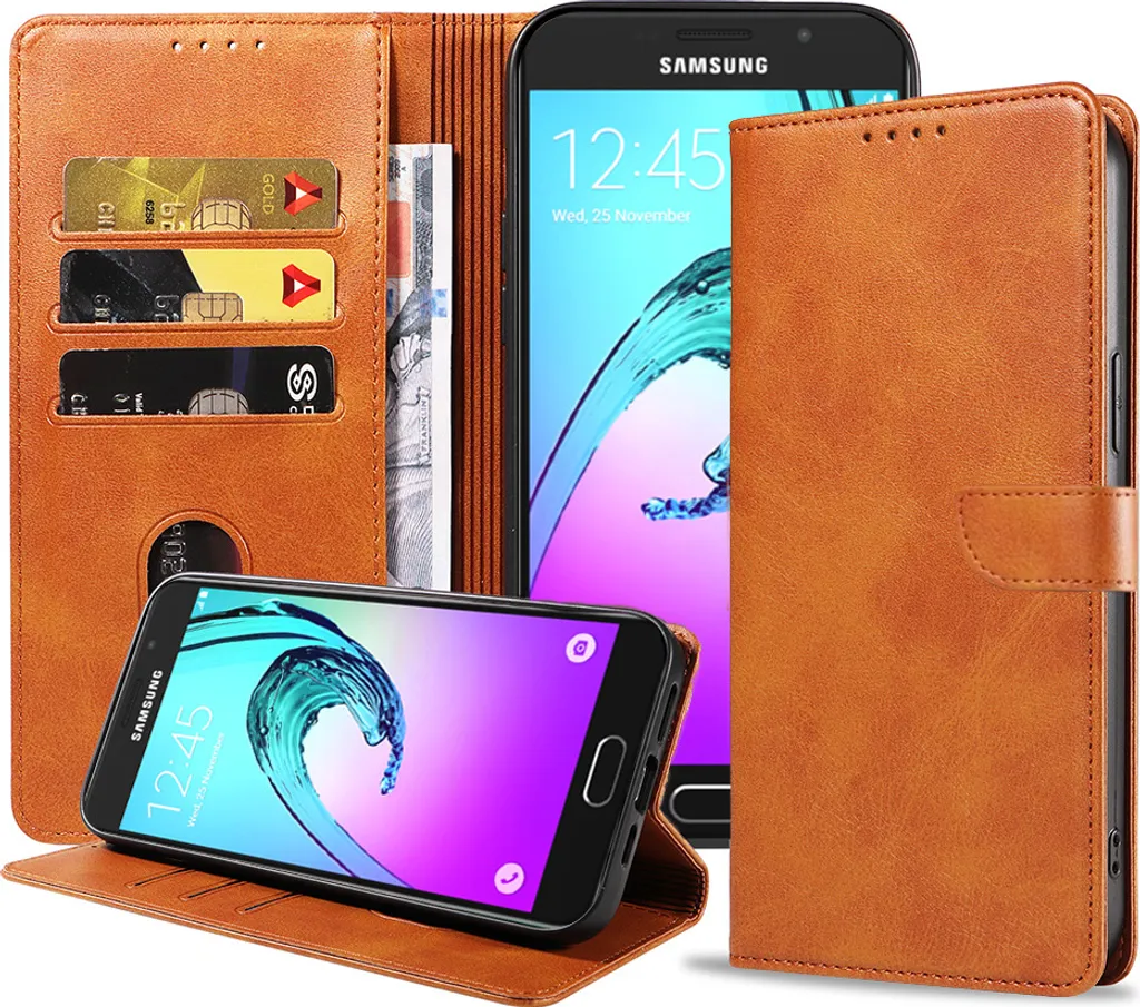 Custodia Samsung A5 2016 per Famiglie - Cover Portafoglio Marrone Sicura