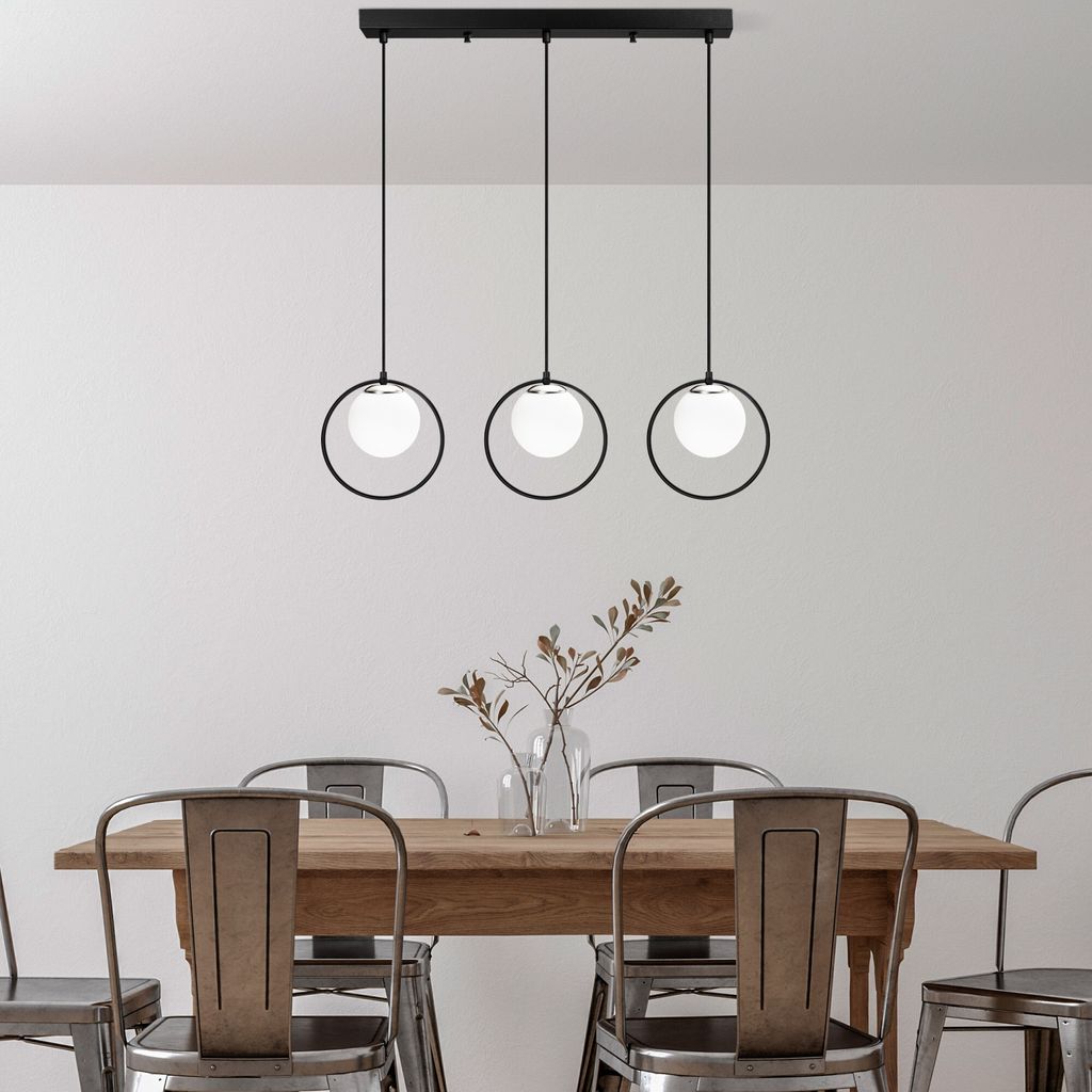 Opviq, Dolunay - 7056, Kronleuchter, Schwarz, METALLKÖRPER, 96 x 15 x 30 - 126 cm