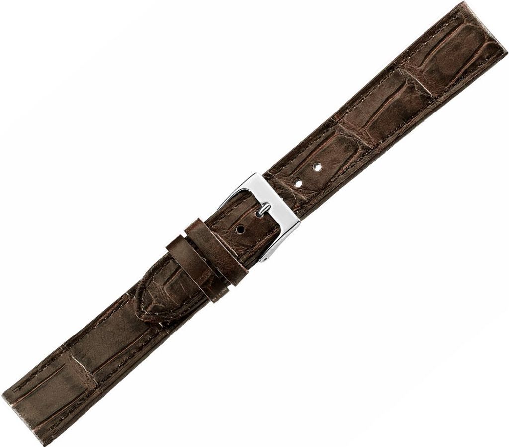 Herzog Italo-Kroko maroni > Uhrenarmband braun > Leder Krokoprägung , Stegbreite:20mm, Schließe:Silbern