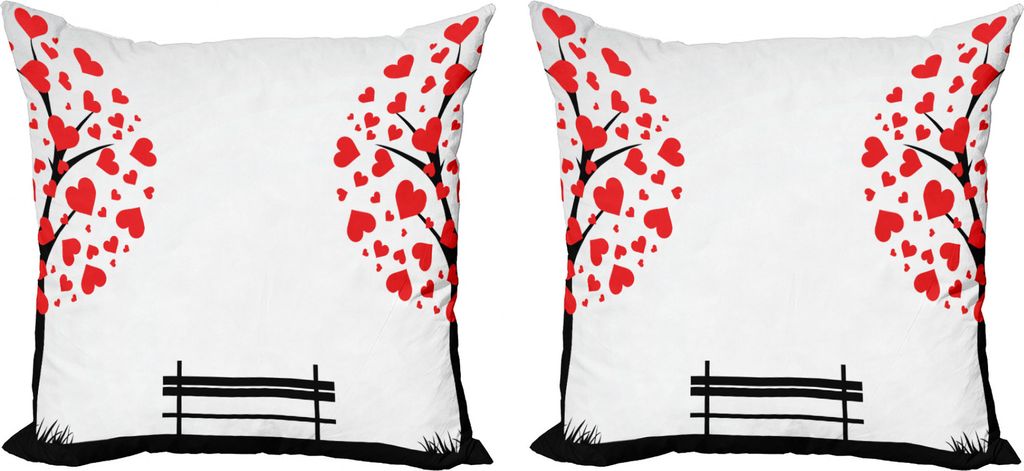 ABAKUHAUS Baum des Lebens Kissenbezug Set (2Stück), Herz Romanze Liebe Kunst, doppelseitiges Digitaldruckdekor mit Reißverschluss, 50 cm, Schwarz...