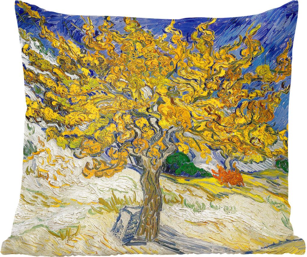 MuchoWow Zierkissen Sofakissen Wohnzimmer Dekokissen 60x60 cm Maulbeerbaum - Vincent van Gogh - Sitzfläche - Foto Polster