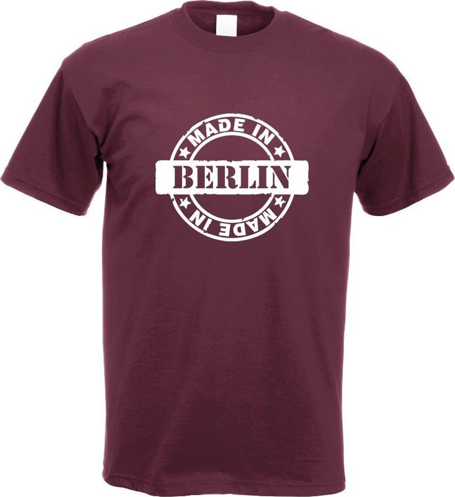 Kiwistar - T-Shirt - Burgund - Berlin Motiv Bedruckt Funshirt Design Print - mit Motiv Bedruckt - Funshirt Design - Sport - Freizeit - Herren - L