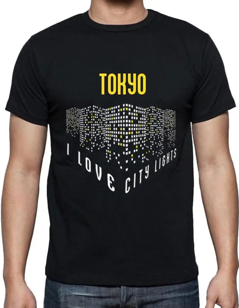 Herren Grafik T-Shirt Ich liebe die Lichter von Tokio – I Love Tokyo Lights – Öko-Verantwortlich Vintage Jahrgang Kurzarm Lustige Druck Geburt...