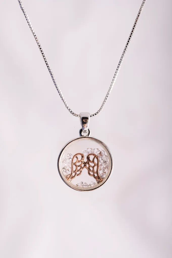 BiBeary Ciondolo Donna Con Ali D'Angelo E Cristalli - Stile Vintage - Confezione Regalo