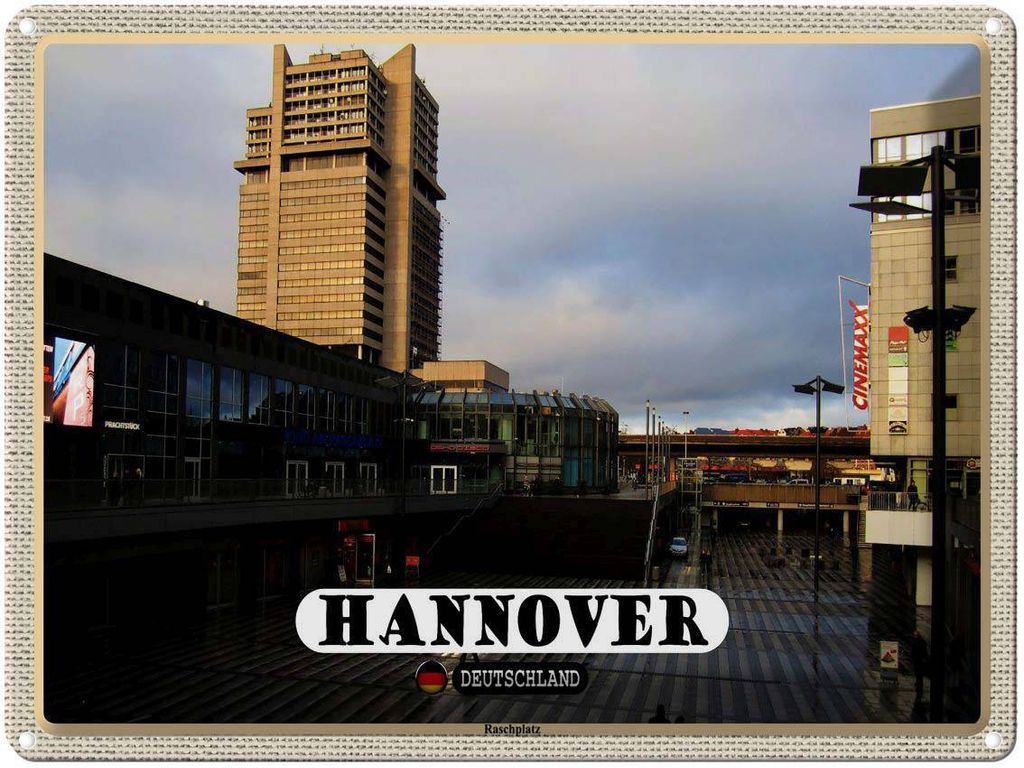 vianmo Blechschild 30x40 cm Hannover Raschplatz Stadt Bildmotiv Reisemotiv Abenteuer Reisen