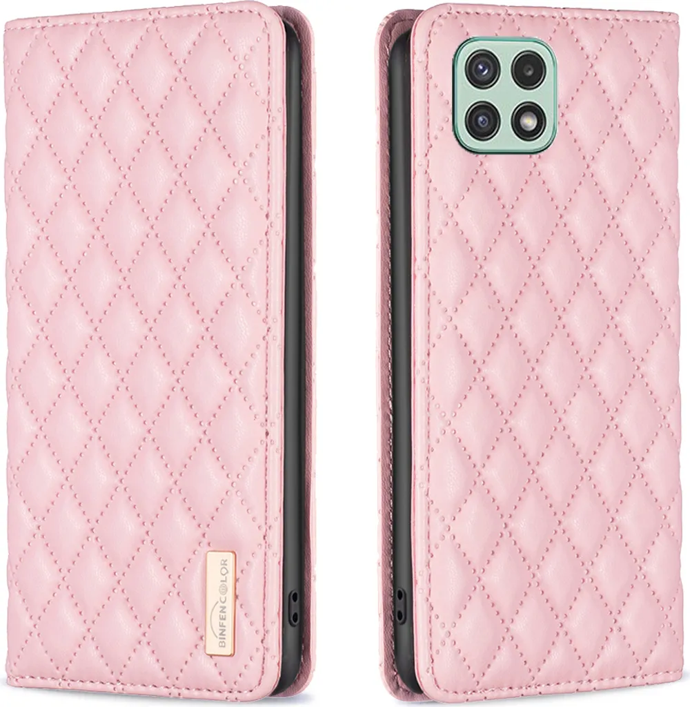 Custodia Galaxy A22 5G, elegante custodia in pelle flip portacarte con supporto per Samsung Galaxy A22 5G rosa