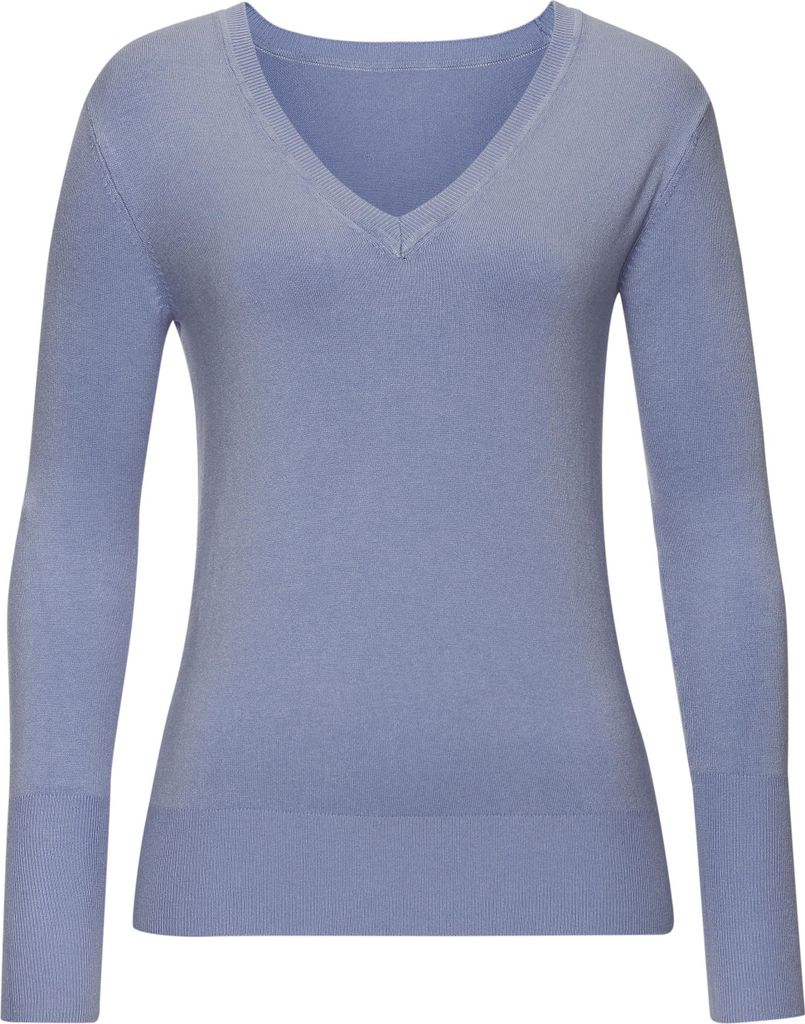 VIVANCE V-Ausschnitt-Pullover hellblau Größe 32/34