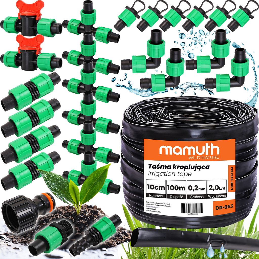 Tropfschlauch Satz 100m 10cm 2l/h Tropfband Bewässerung Verbinderstück T-Stück