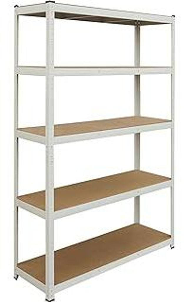 Schwerlastregal, HxBxT: 200x120x60 cm, 875 kg, 5 Ebenen, Lagerregal Keller & Garage, zum Stecken, weiß/braun