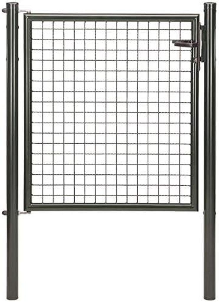 Alberts Wellengitter-Einzeltor mit Zubehör, Breite 100 cm, Höhe 100 cm, anthrazit-metallic, zum Einbetonieren, Pfostenstärke 60 mm