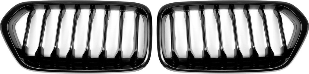 Frontgrill für BMW X2 F39 2017-2023, Frontstoßstangen-Kühlergrill, Nieren-Design, glänzend schwarz, 1 Paar