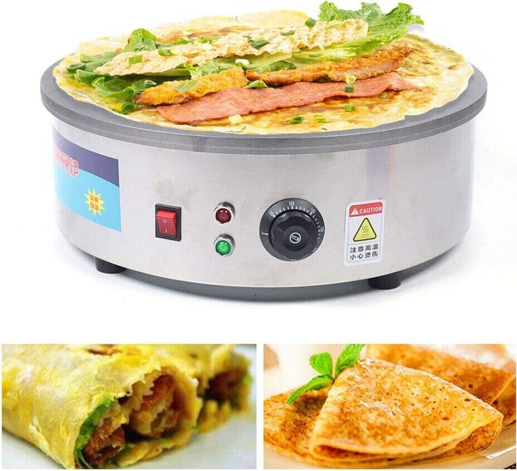 Crepesmaker Crepesgerät Edelstahl Crêpes Maker Machine Antihaftbeschichtung Crepesplatte Crepeseisen Crepesmaschine für Crêpes 2800W 45cm