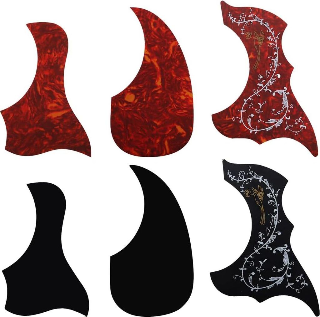 6 Stück Pickguard selbstklebend für Akustikgitarre - Gitarrenaccessoires - Schutz