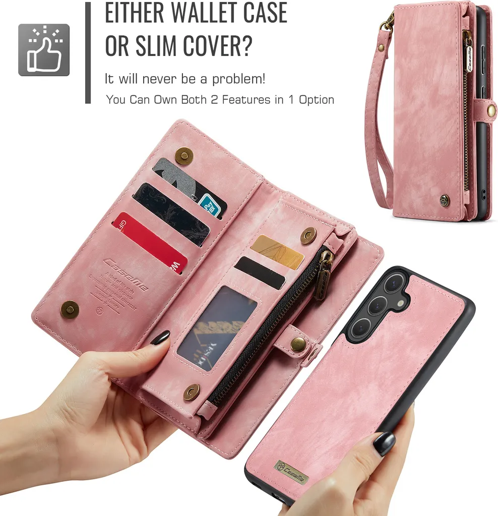 Custodia Protettiva Samsung S25 Pelle Vintage Rosa | RFID & Zip