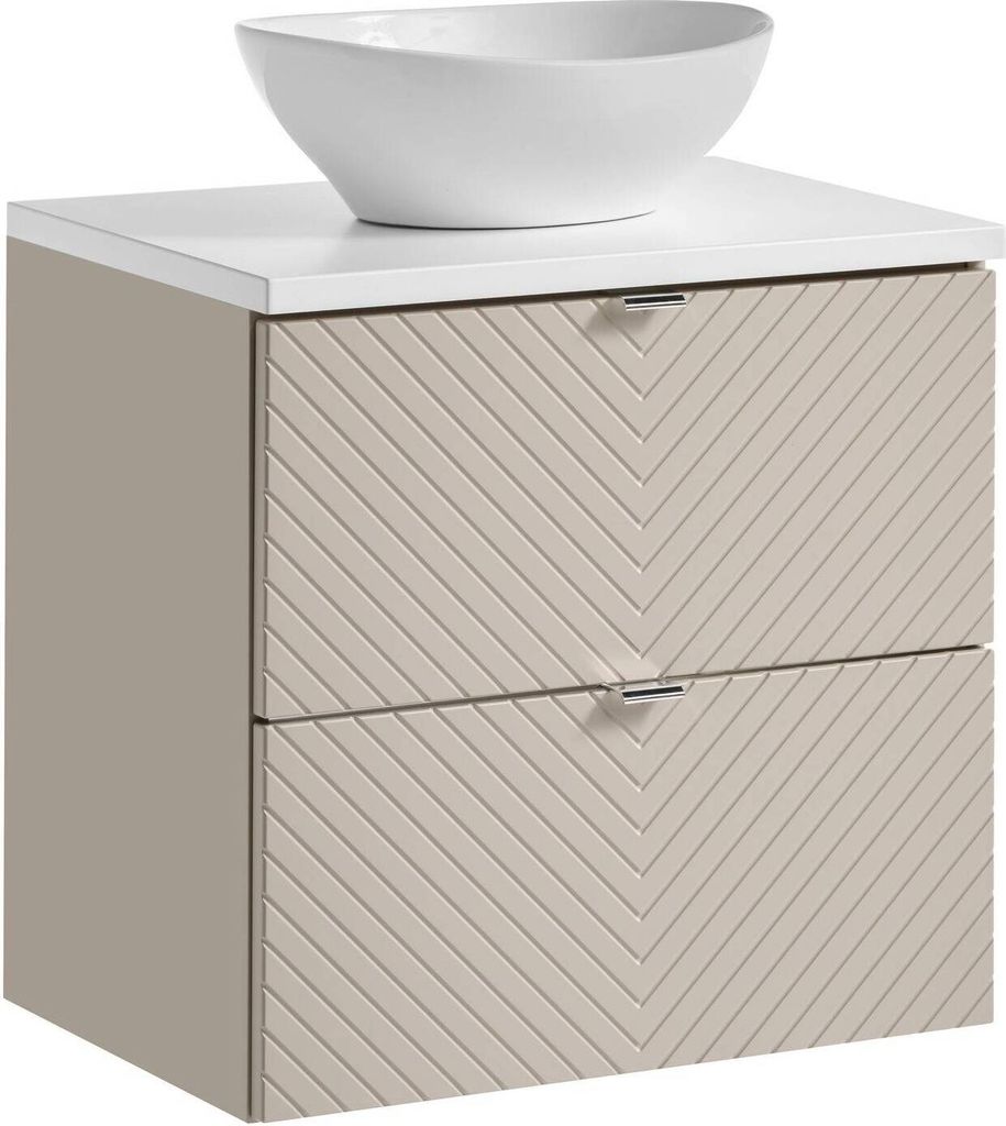 Badezimmerschrank 60 Cm Kaschmir Mit Sockelwaschtisch Und Arbeitsplatte