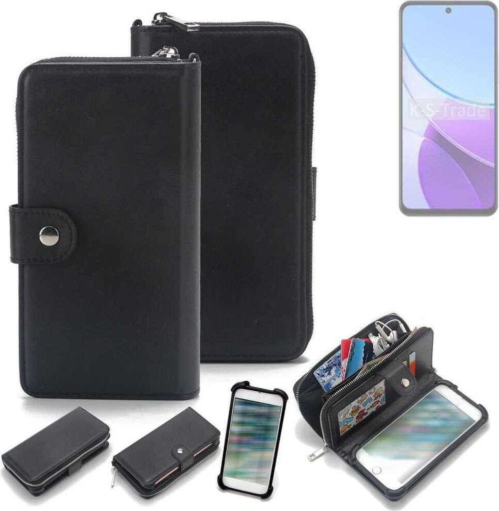 K-S-Trade 2in1 Handyhülle Schutzhülle kompatibel mit Vivo Y19s & Portemonnee Cover Handy Hülle Case Etui Geldbörse Wallet Bookstyle Hülle