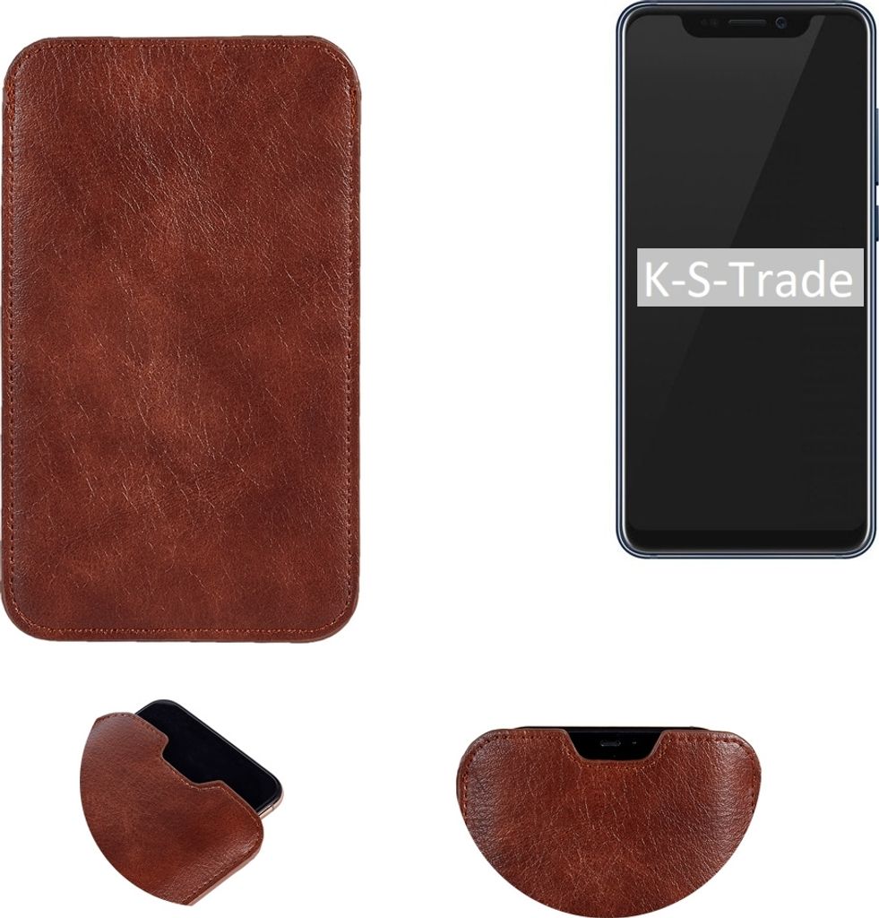 K-S-Trade Schutzhülle Handyhülle kompatibel mit ZTE Axon 9 Pro Handytasche Kunstleder Sleeve in braun