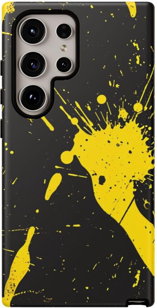 Gelbe Farbspritzer auf schwarzem Hintergrund – Hülle Kompatibel mit Samsung Galaxy S24 Ultra