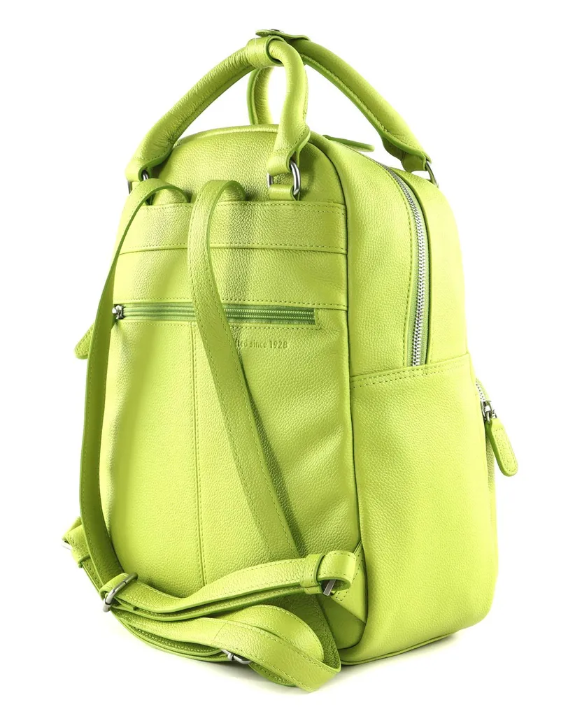 Sac à dos loisirs PICARD Luis en cuir souple couleur vert clair lime - 4