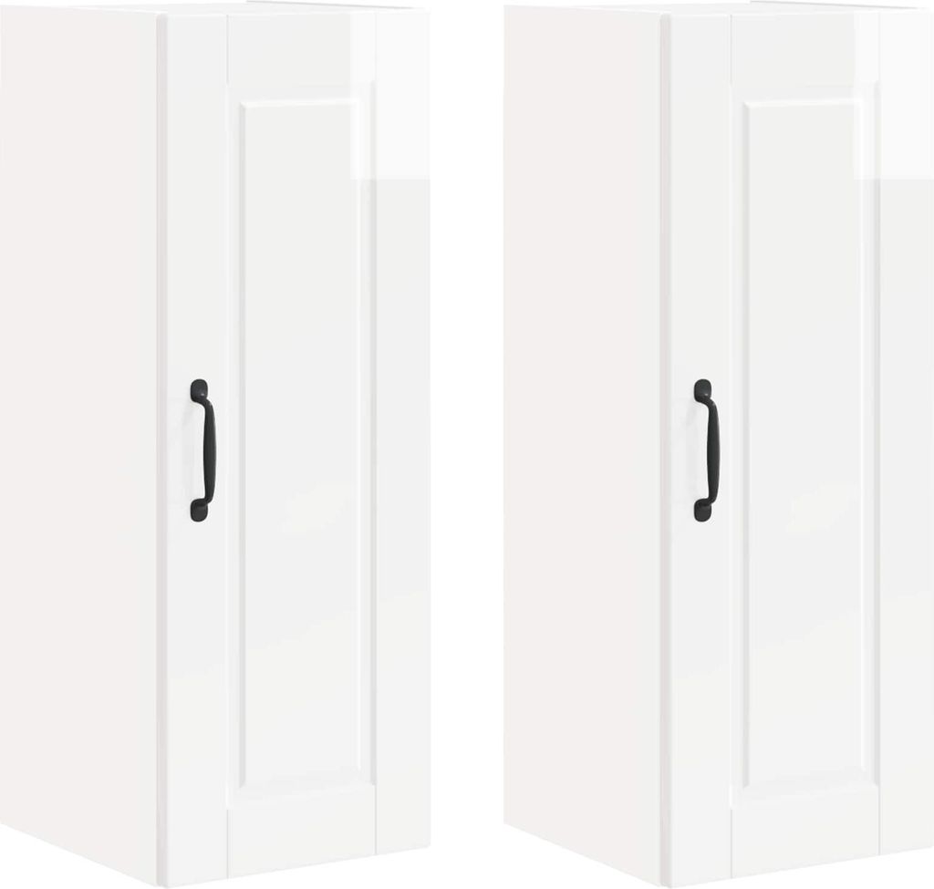 vidaXL Küchenschrank mit Regal 2 pcs Hochglanz Weiß 30 x 31 x 80 cm