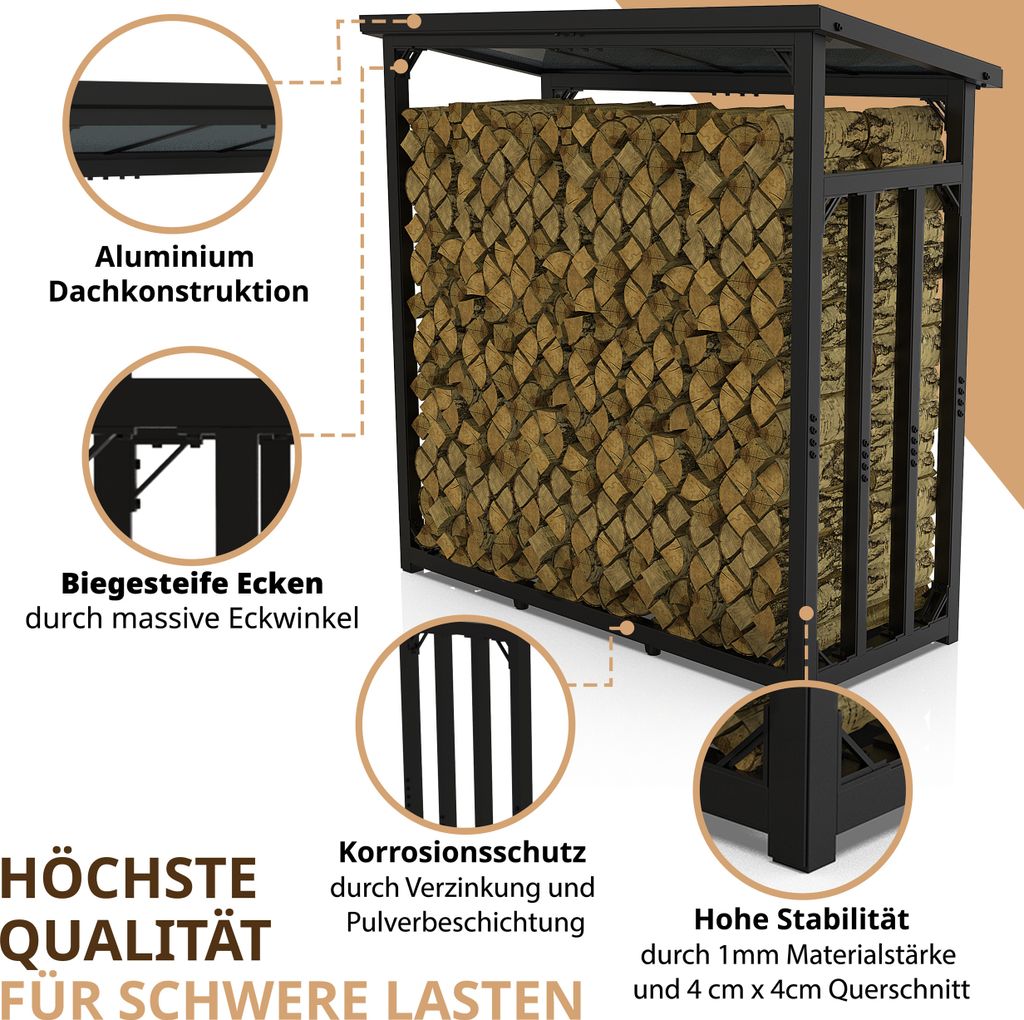 Stojak na drewno opałowe zewnętrzny metalowy 188x70x188 Zdjęcie produktu 6